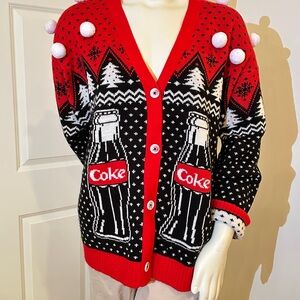 Coca Cola Women's Red and Black Cardigan